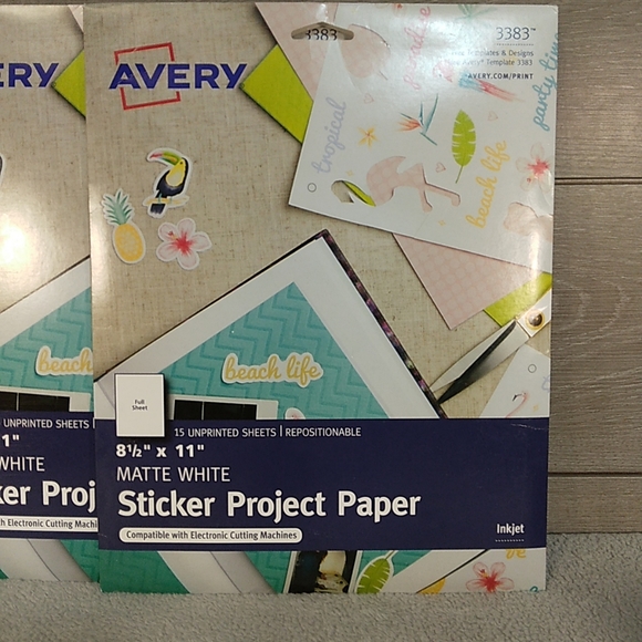 Lot Of 2 Avery Ink Jet Sticker Project Paper 3383 Sticker 15 Sheets 8 1/2 x 11" - Picture 3 of 9
